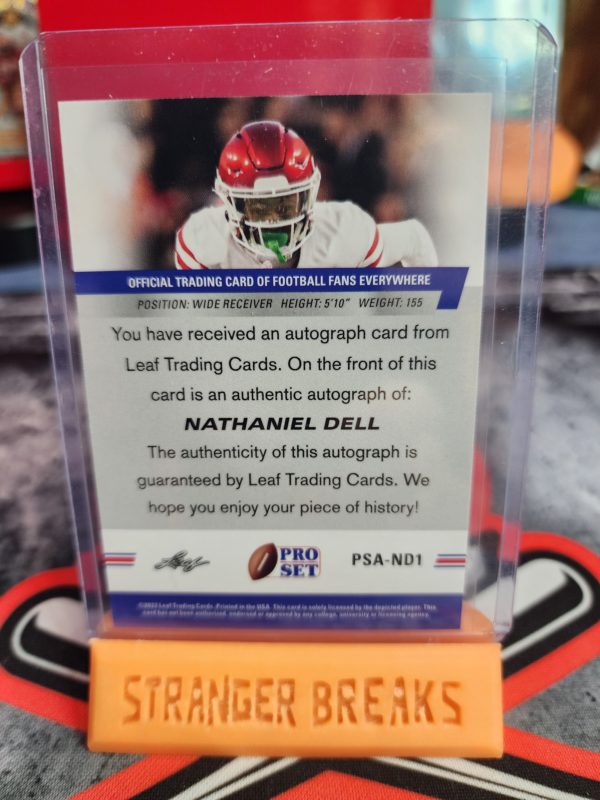 2022 Pro Set Nathaniel "Tank" Dell Autograph Card - Image 2
